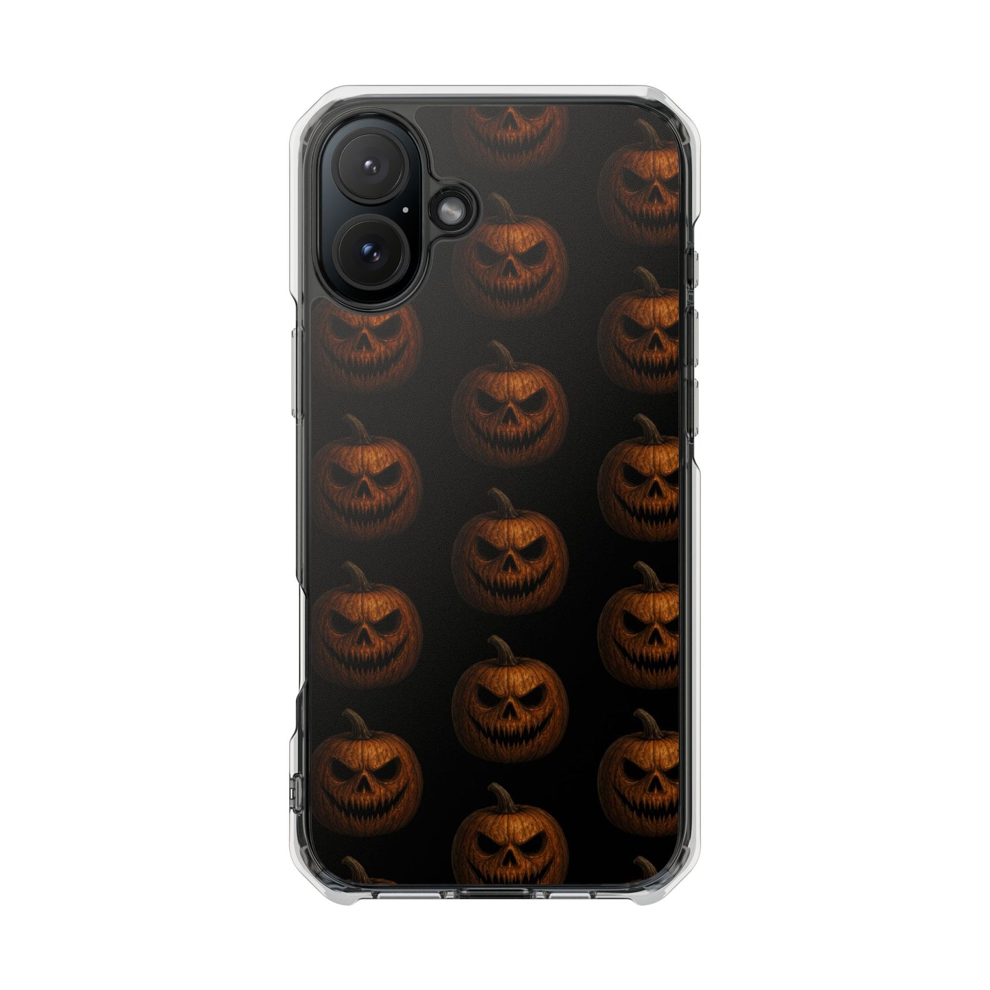 Magnet Cover, Halloween Pumpkin Spooky Phone Case, Horror Jack-O-Lantern Black Case, Magnetic Clear Impact Cover, Scary Cellphone Slim