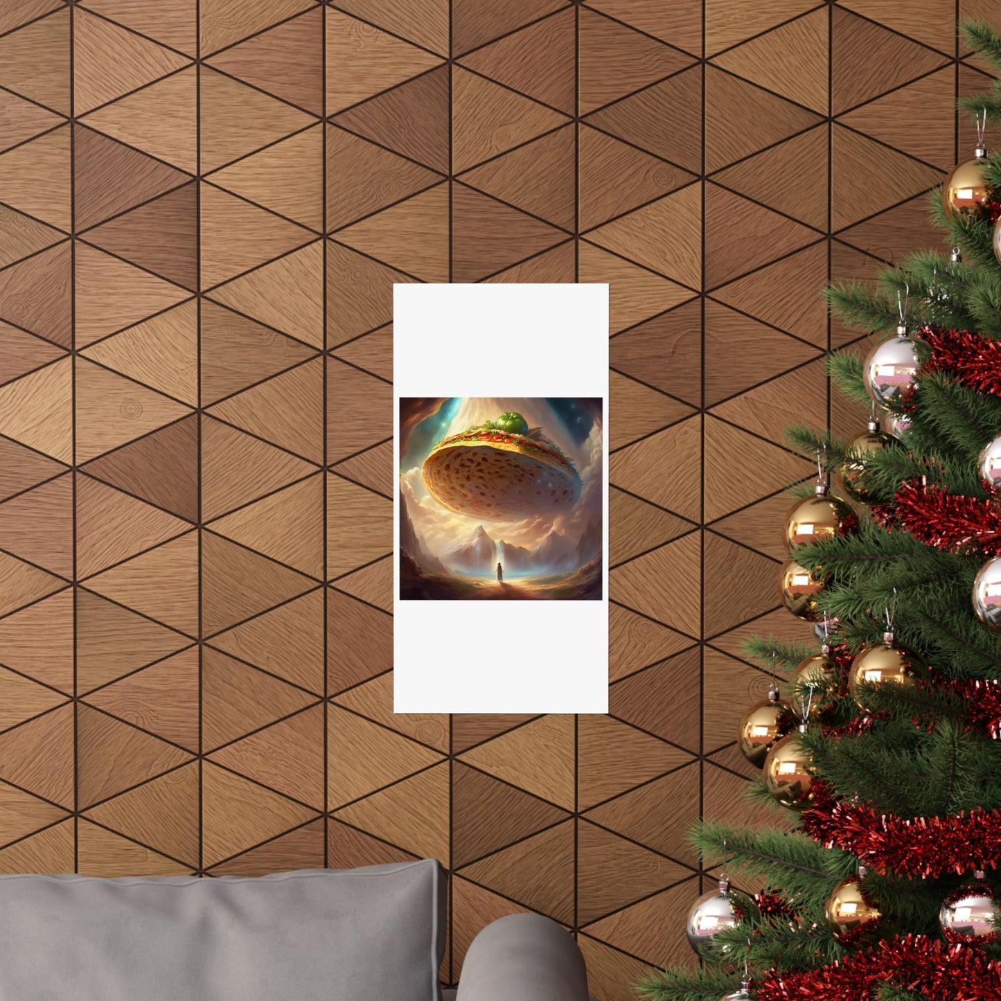 Cosmic Taco UFO Surreal Food Fantasy Art Poster