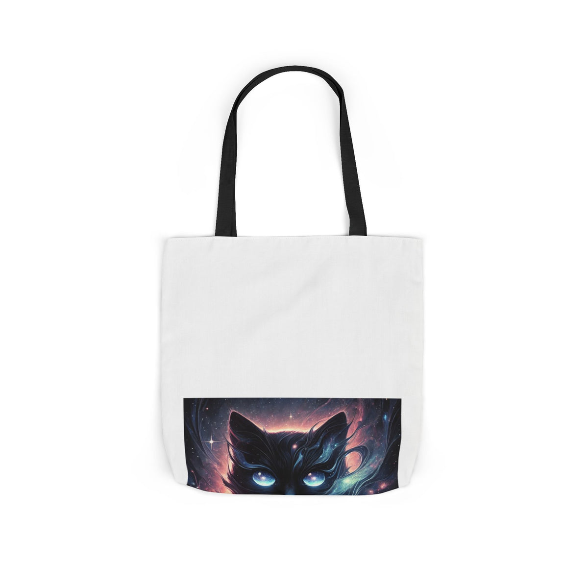 Cosmic Black Cat Galaxy Celestial Canvas Tote Bag