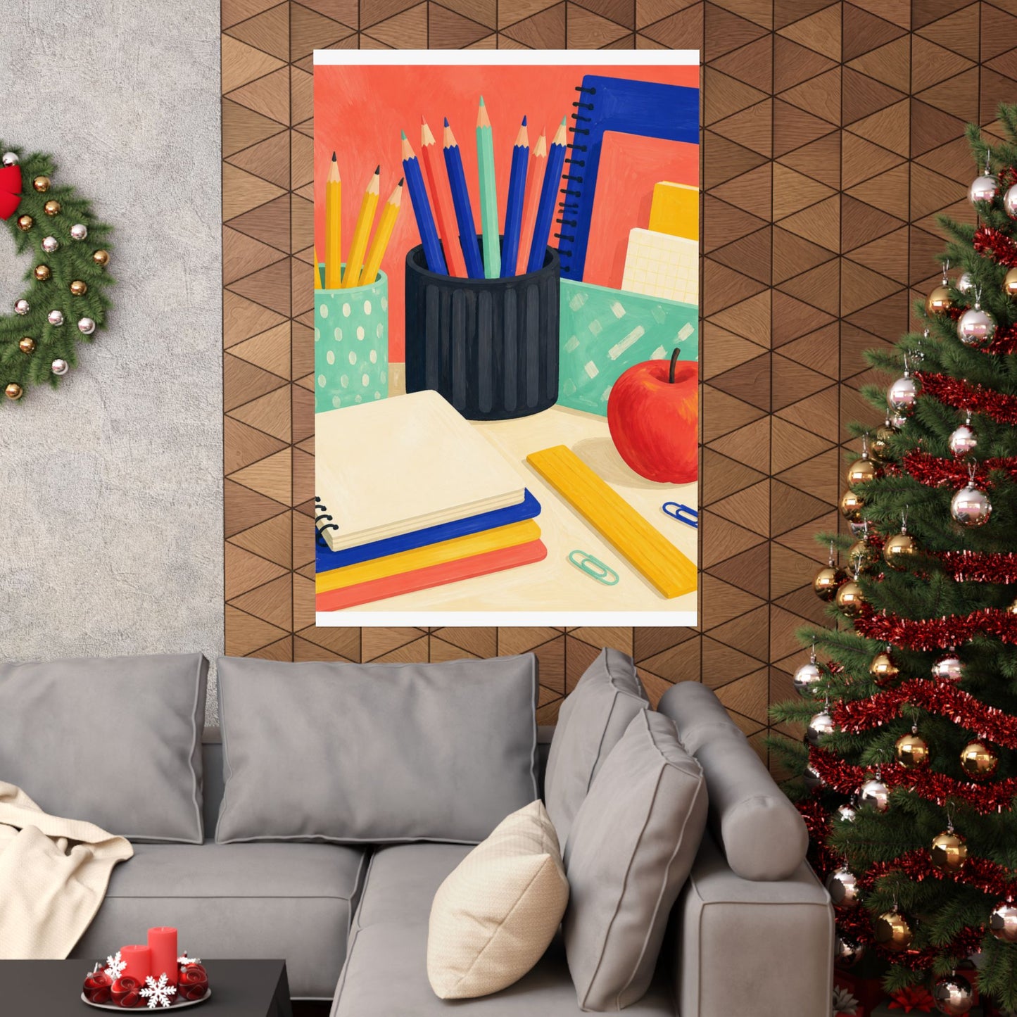 Colorful Teacher Desk Supplies Art Poster