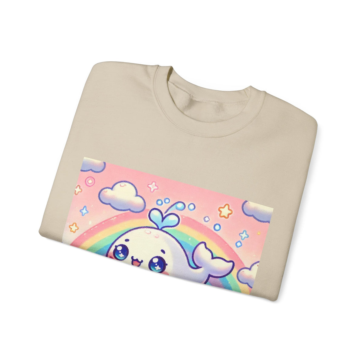 Kawaii Rainbow Whale Pastel Cloud Sweatshirt