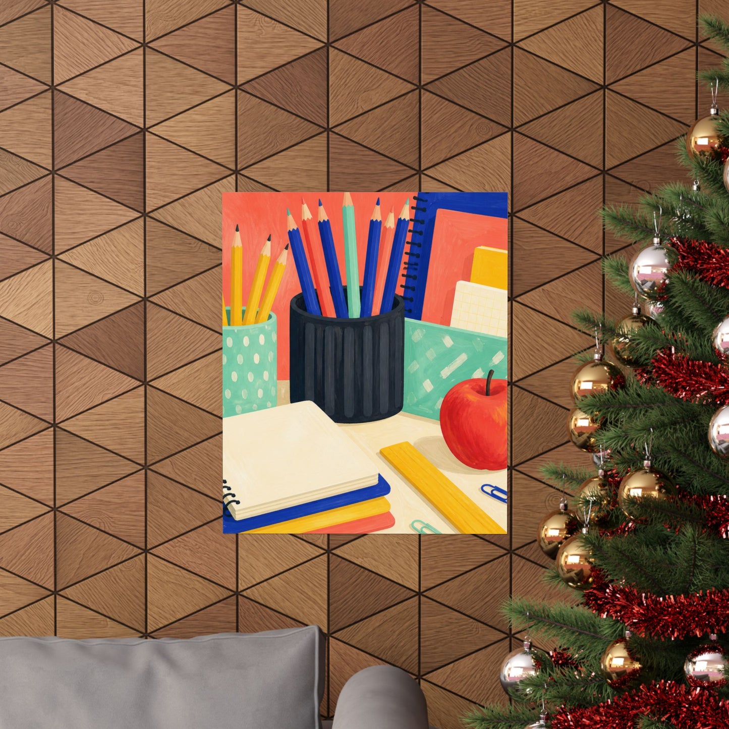 Colorful Teacher Desk Supplies Art Poster