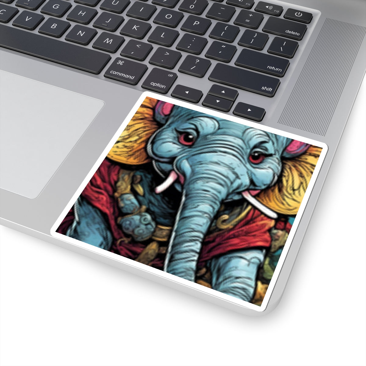 Colorful Elephant Garden Parade Cute Wildlife Animal Art Sticker