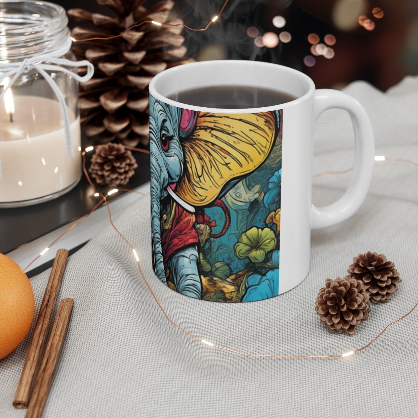 Colorful Elephant Garden Parade Wildlife Animal Art Coffee Mug
