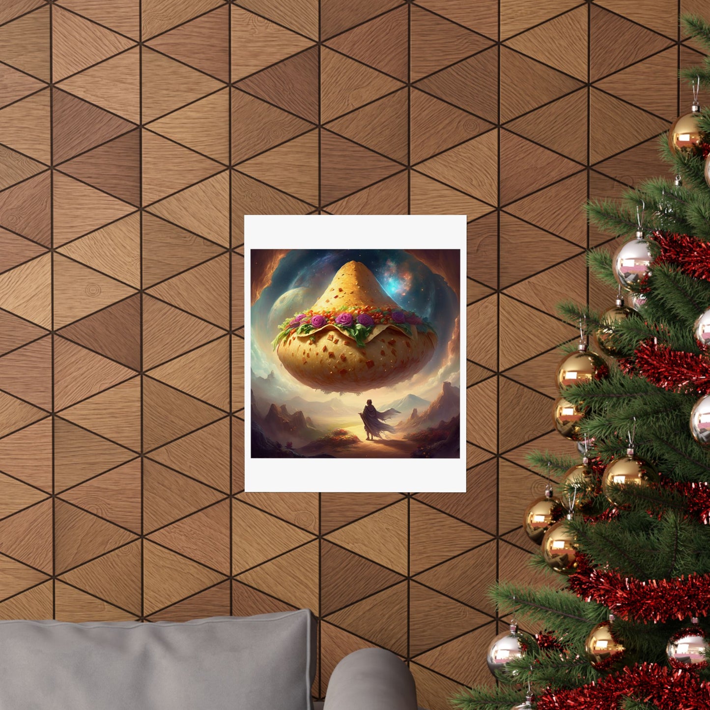 Cosmic Taco Planetoid Surreal Food Fantasy Art Poster