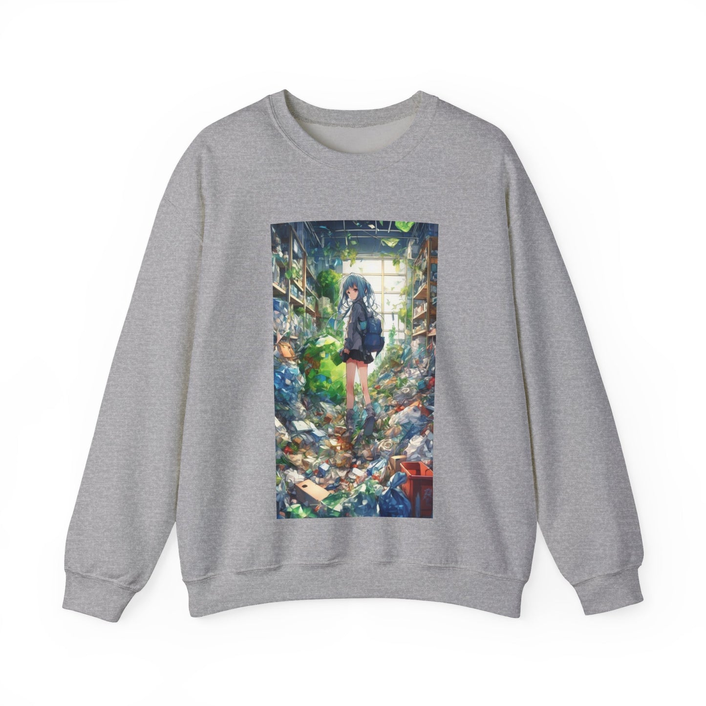 Green Recycling Alley Anime Girl Green Art Sweatshirt
