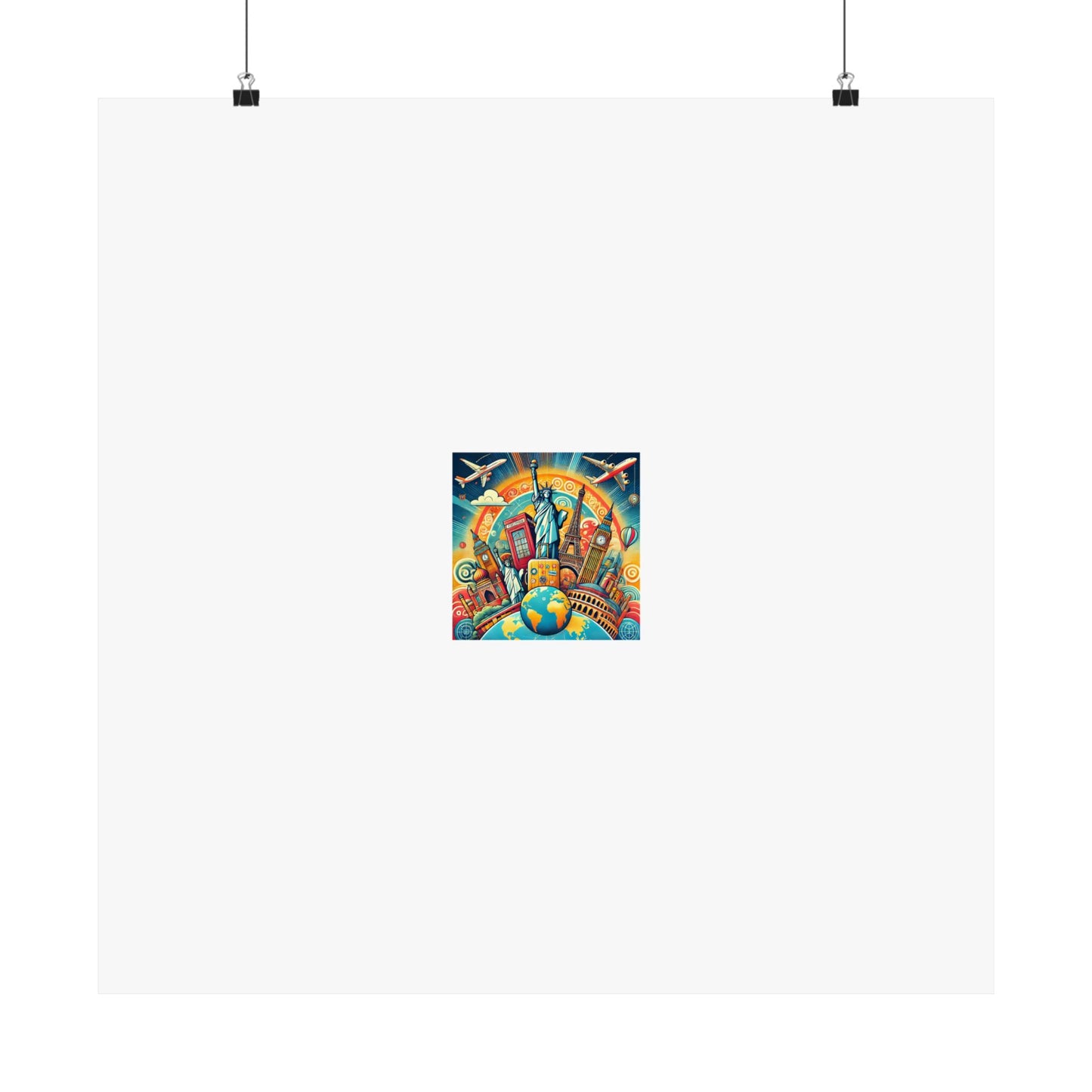 Global Landmark Adventure Collage Colorful Travel Poster