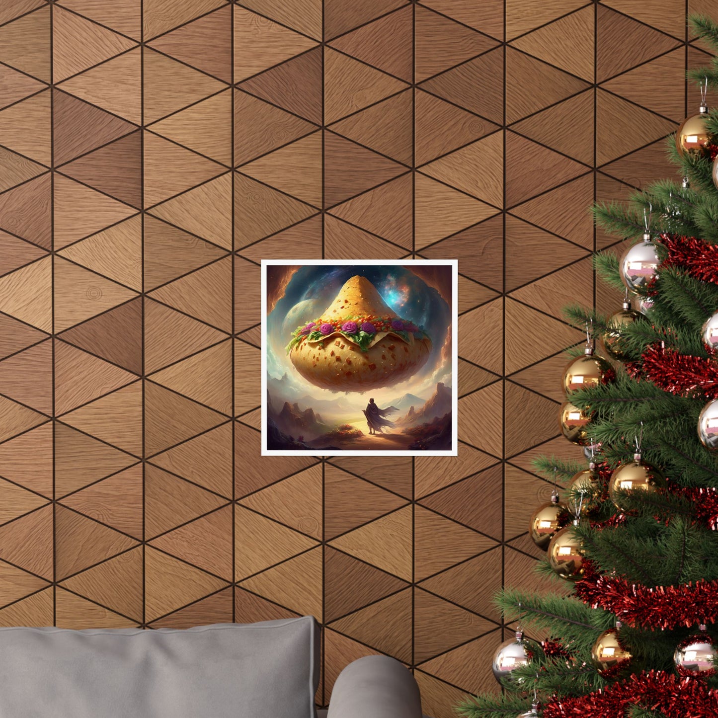 Cosmic Taco Planetoid Surreal Food Fantasy Art Poster