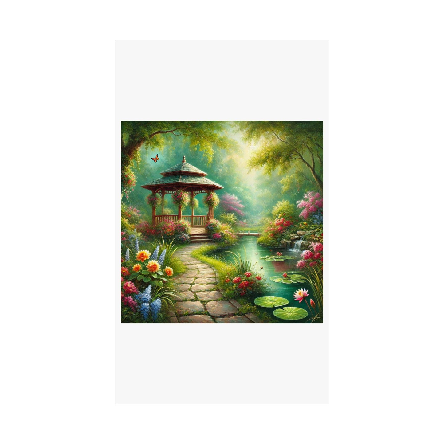 Spring Garden Gazebo Floral Landscape Poster