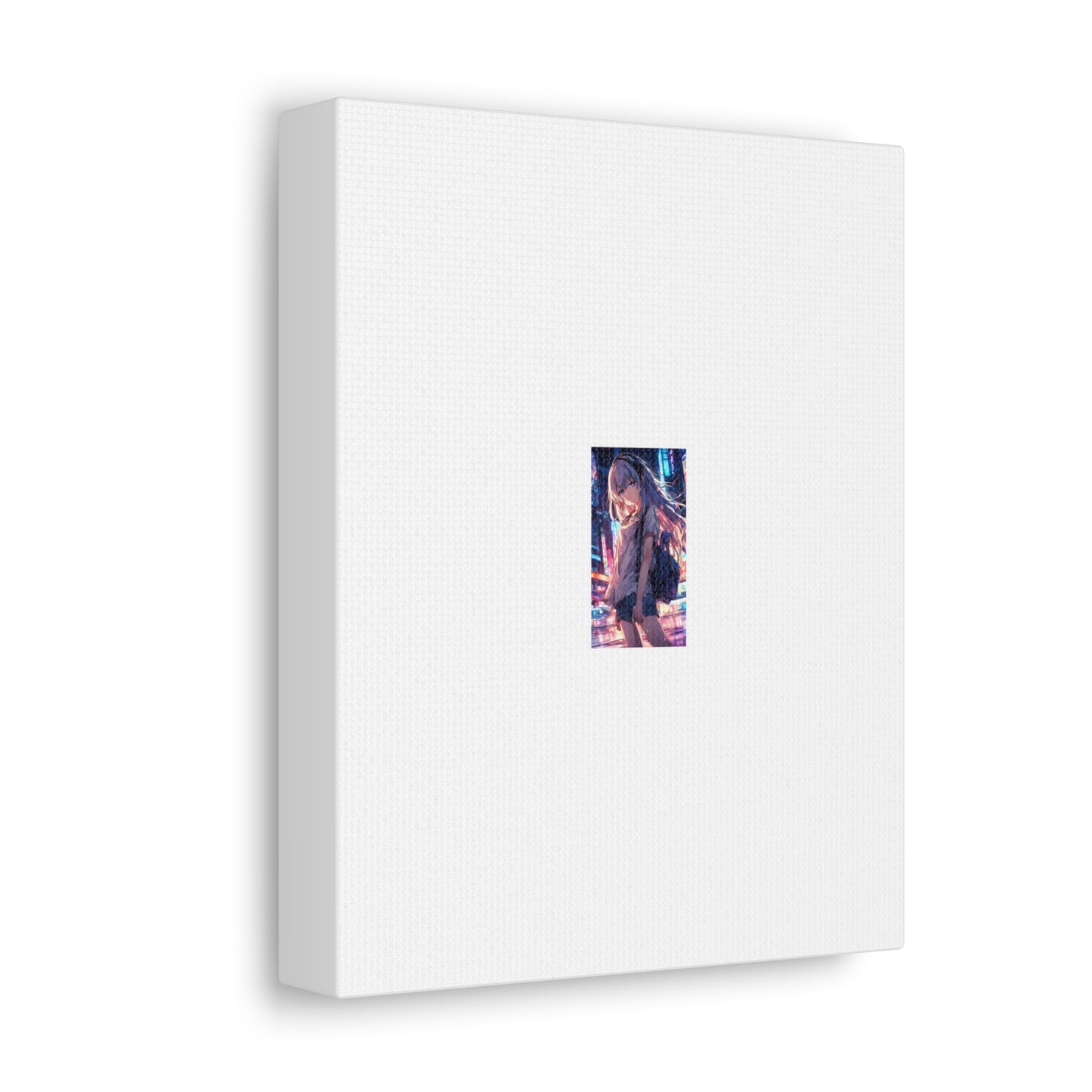 Anime City Night Heroine Portrait Neon Canvas Wall Art