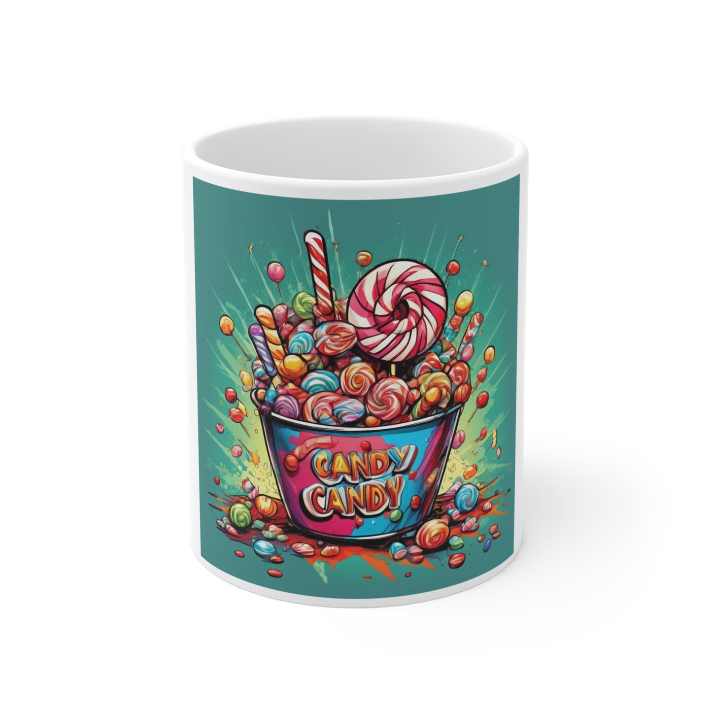 Holiday Candy Bucket Sweets Gift Art Coffee Mug