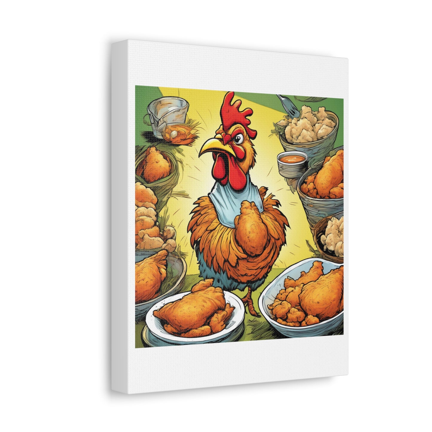 Funny Chicken Fried Food Comfort Food Art Canvas