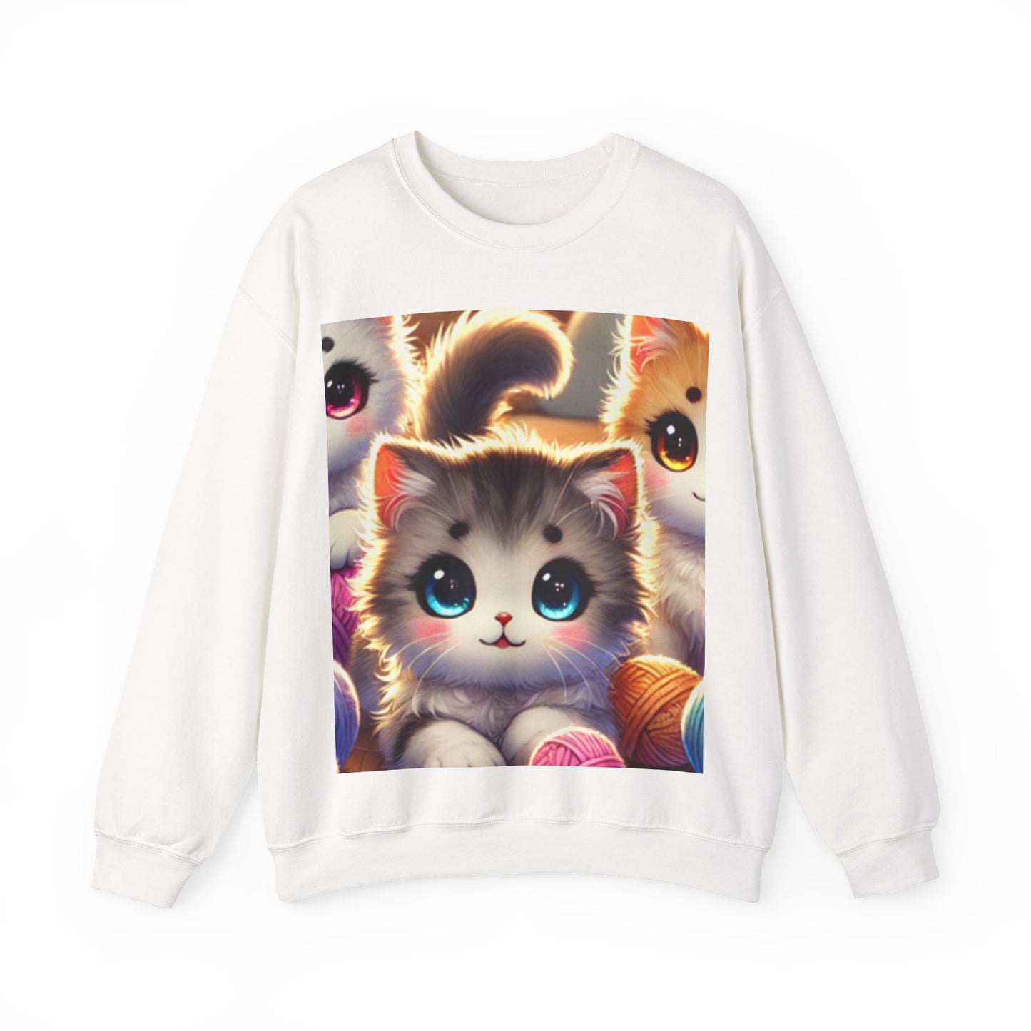 Cozy Yarn Kittens Cute Cat Lover Knitting Crew Sweatshirt Gift