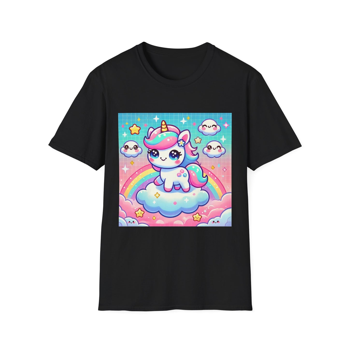 Kawaii Anime Unicorn Unisex Softstyle T-Shirt - Cute & Stylish Tee for Anime Lovers - Comfortable Casual Wear for All Genders