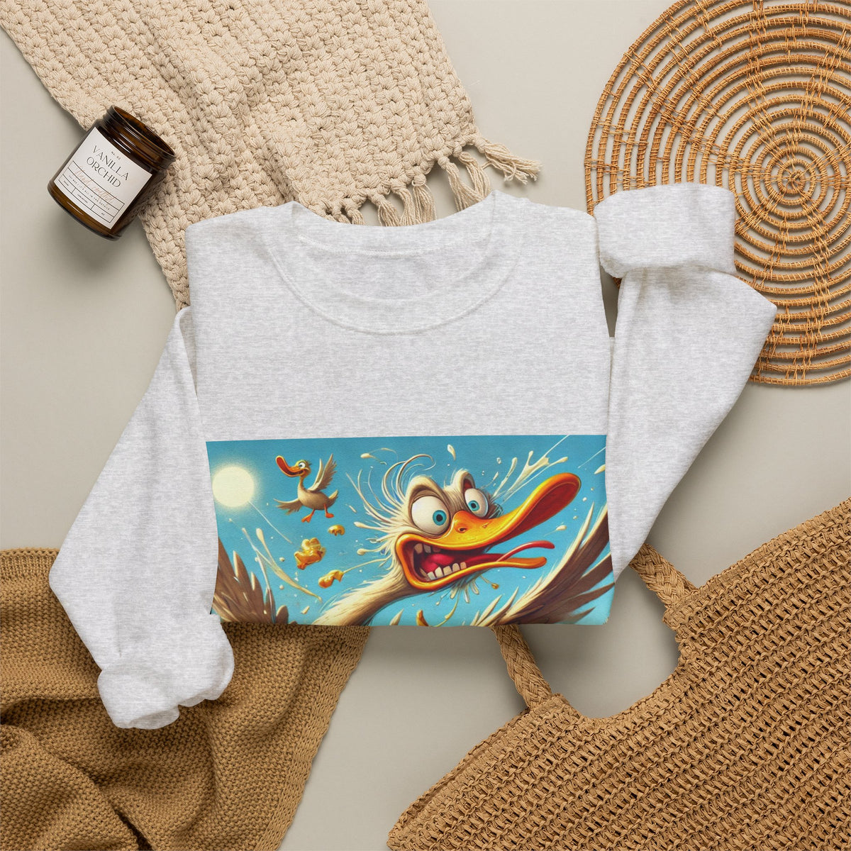 Chaotic Picnic Duck Funny Summer Art Sweatshirt