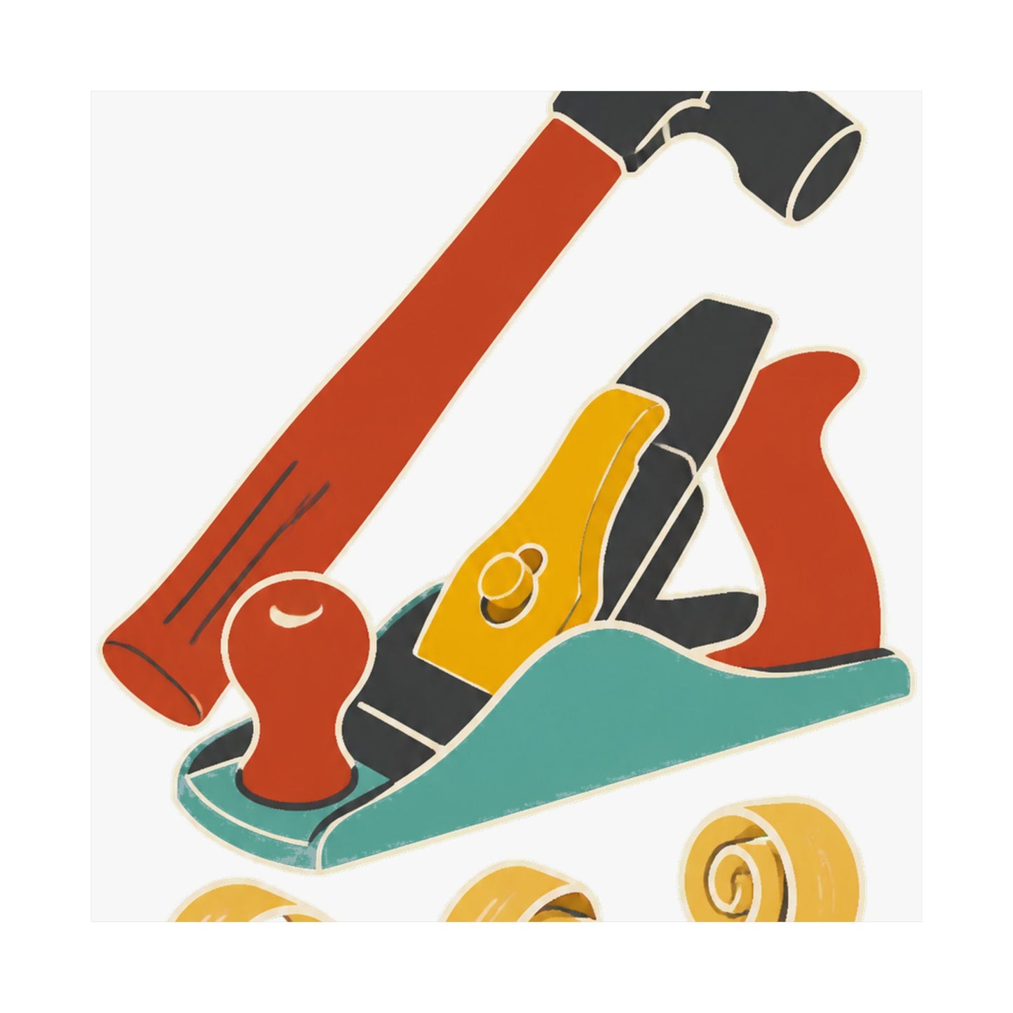 Carpenter Hammer Hand Plane Woodworking Art Poster