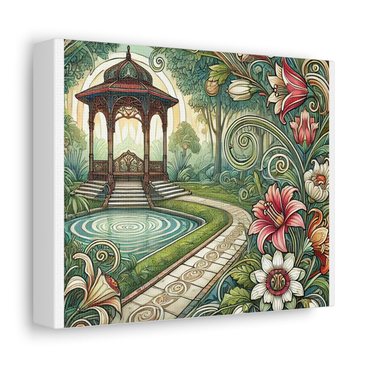 Botanical Gazebo Garden Art Nouveau Canvas Wall Art