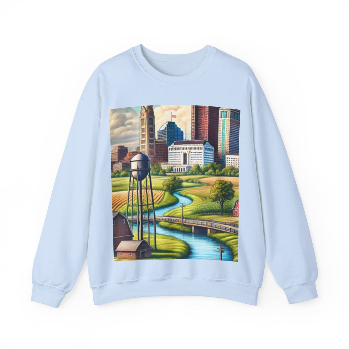 Rural River City Skyline Hometown Landscape Sweatshirt