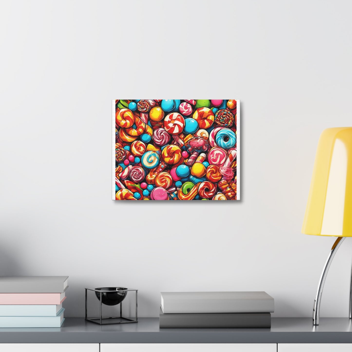 Colorful Candy and Lollipop Pattern Canvas