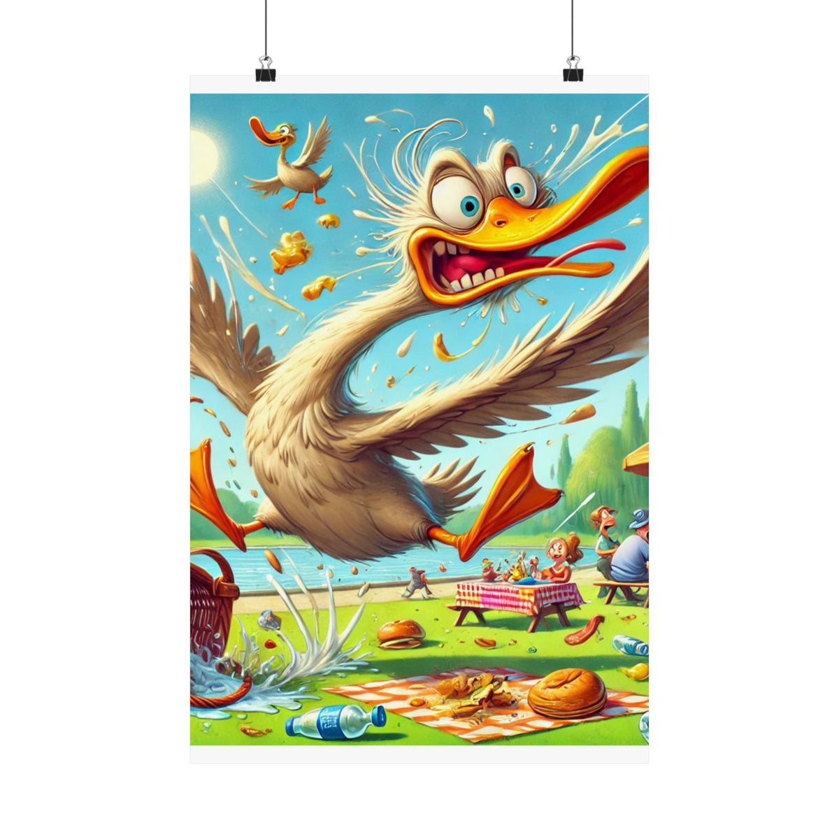 Chaotic Picnic Duck Funny Summer Wall Art Poster