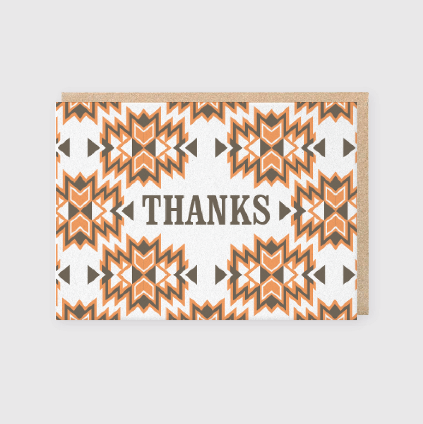 Thanks Orange Brown Pattern Greeting Card