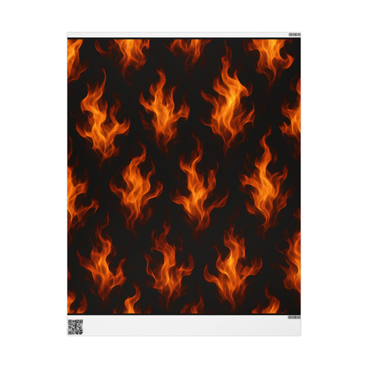 Bold Flame Wrapping Paper - Fire Themed Gift Wrap for Men, Halloween, Birthday, Parties, Unique Present Decoration
