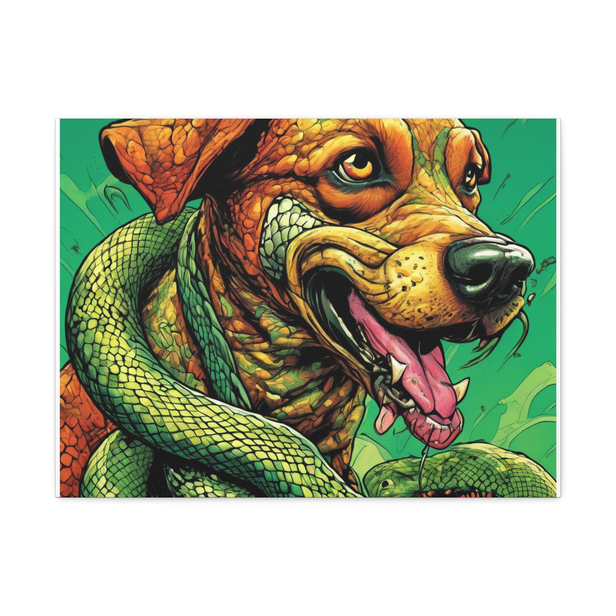 Serpent Guardian Dog Bold Fantasy Creature Canvas Art