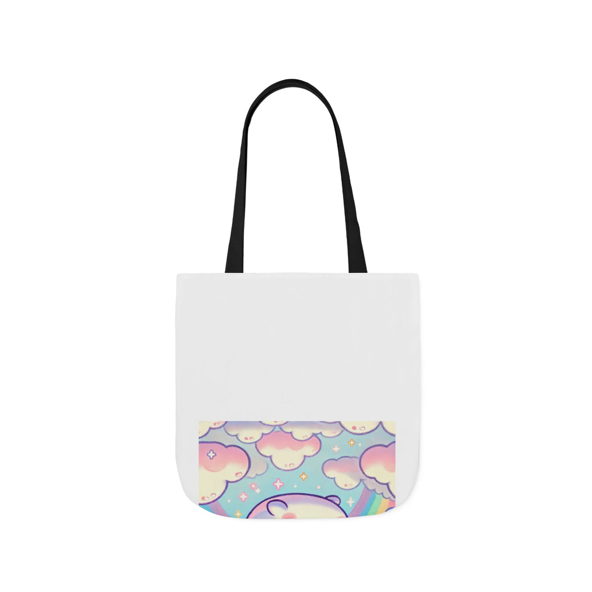 Kawaii Rainbow Whale Pastel Cloud Canvas Tote Bag
