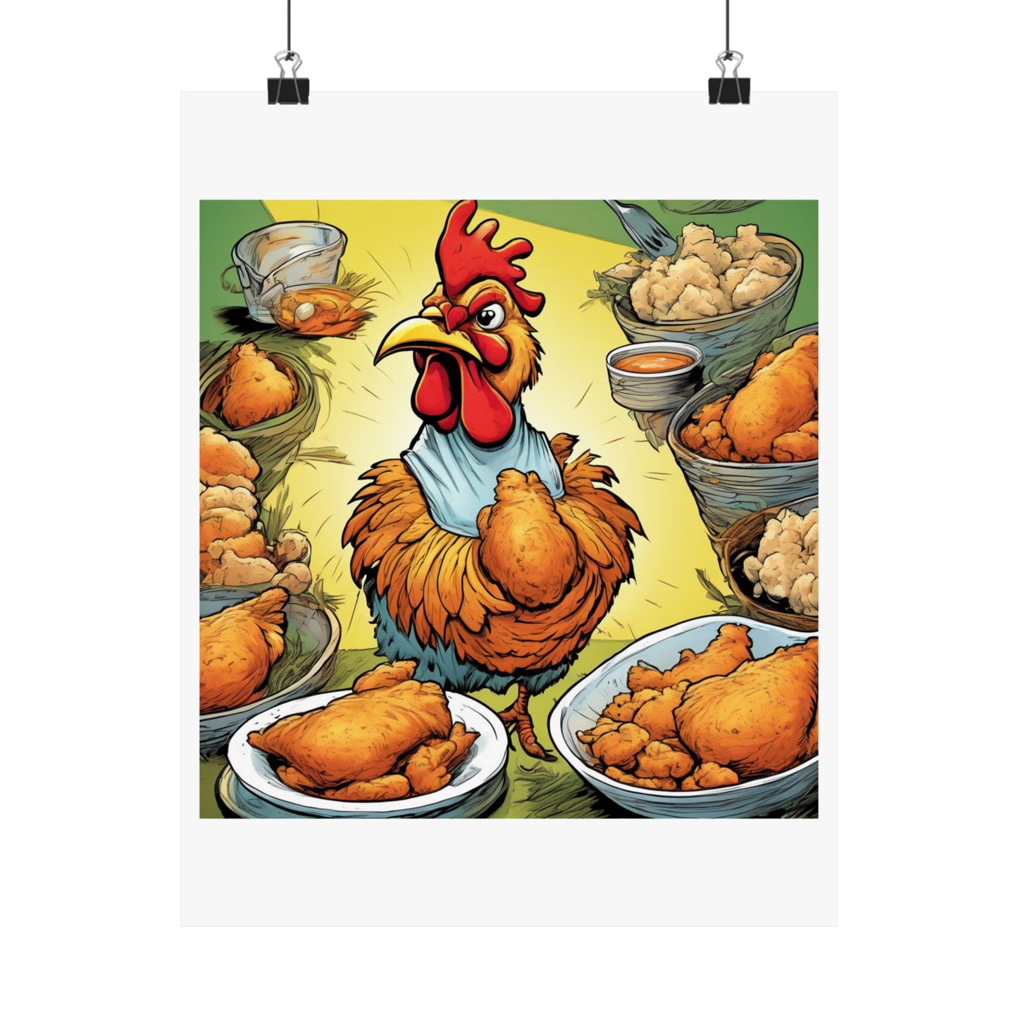 Funny Chicken Fried Food Comfort Food Art Poster