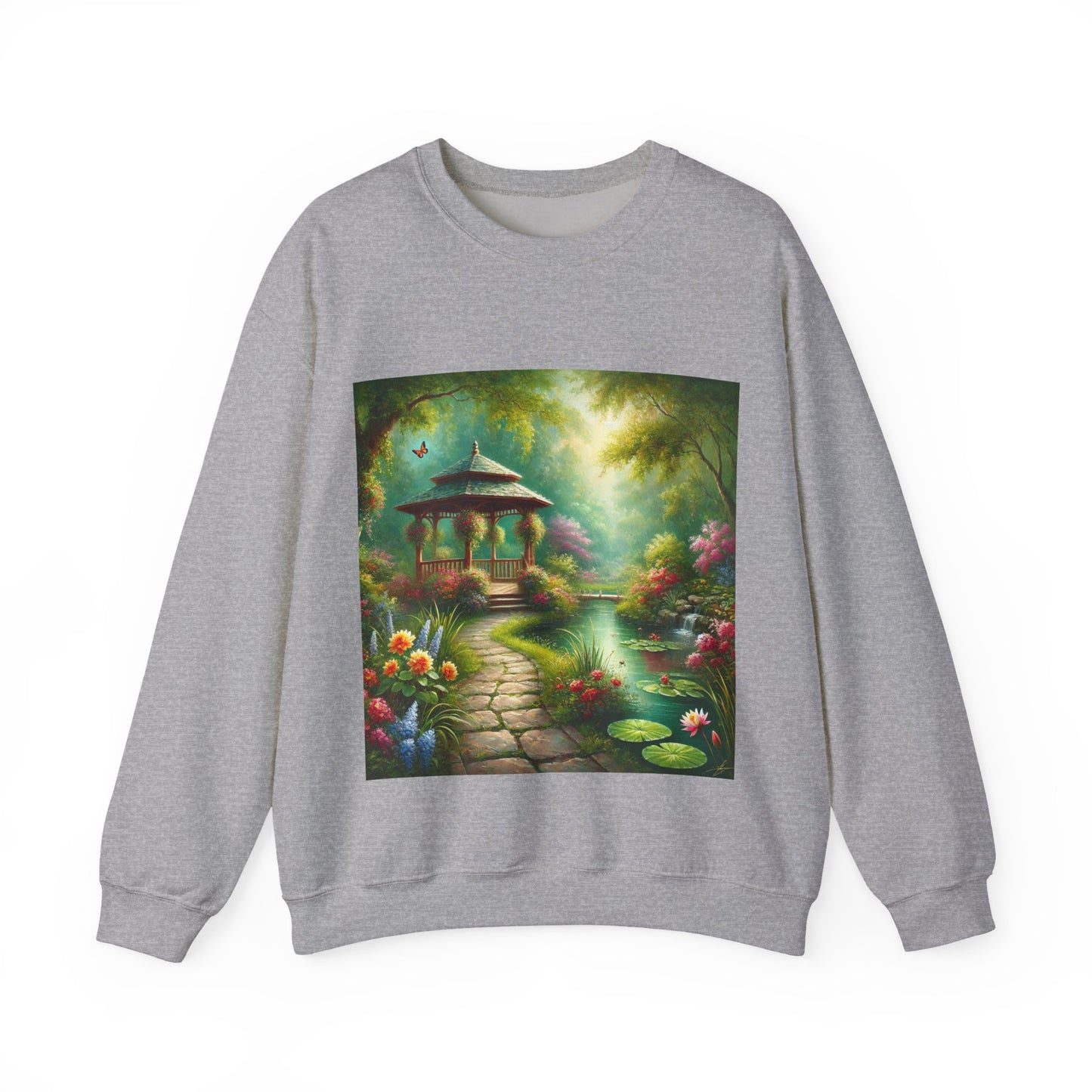 Spring Garden Gazebo Floral Landscape Sweatshirt