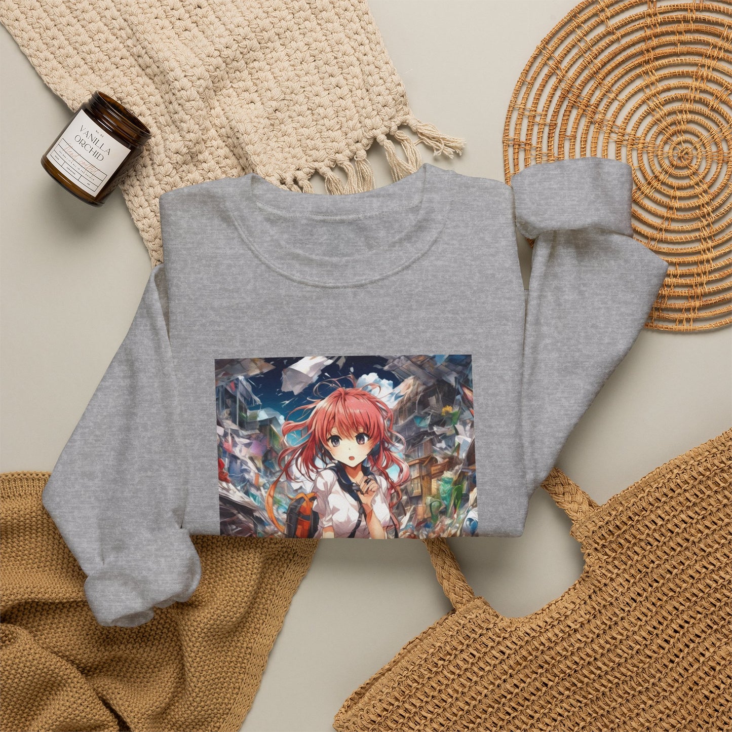 Recycling Day Anime Schoolgirl Eco Street Art Sweatshirt