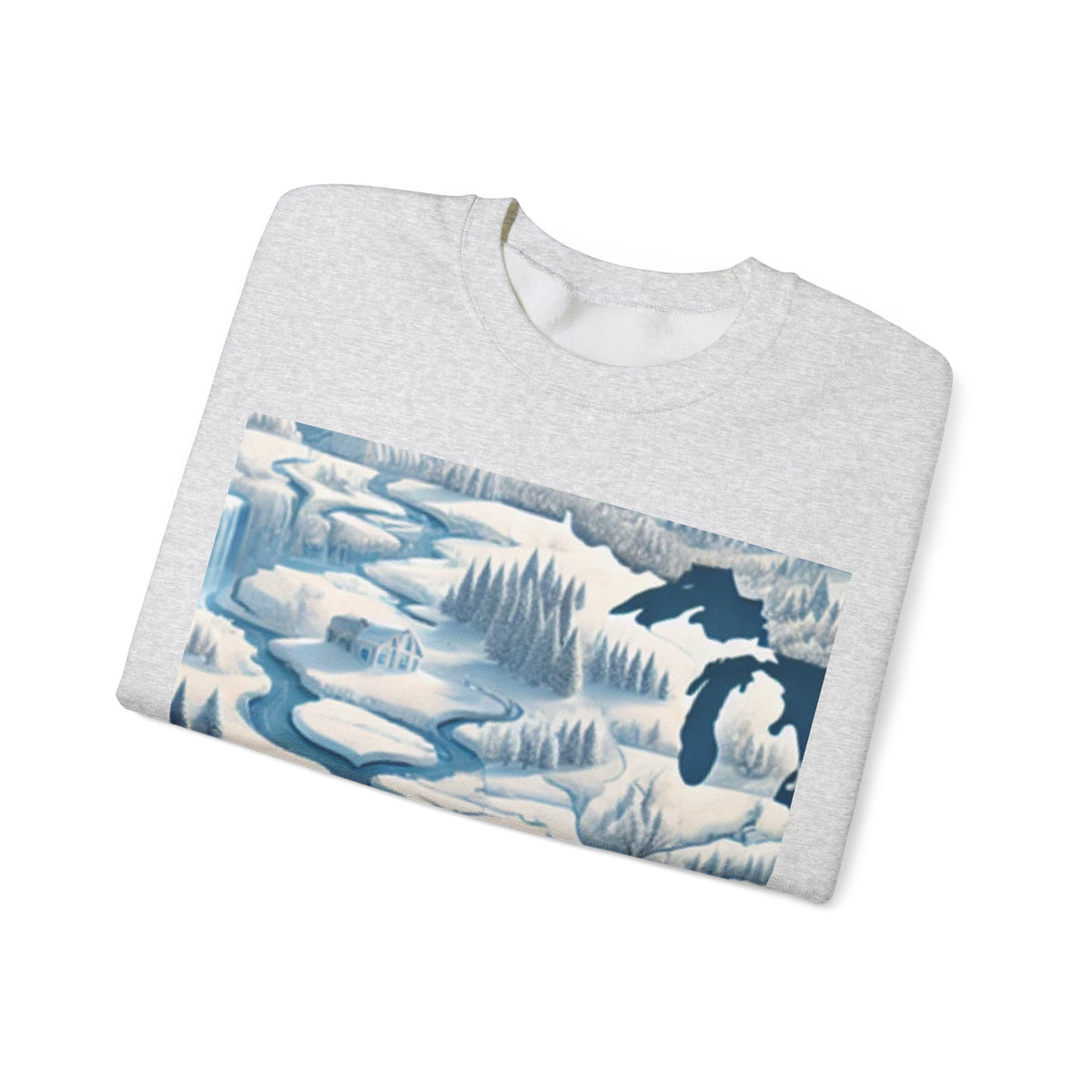 Winter USA Dreamscape Snowy Map Crew Sweatshirt Travel Gift