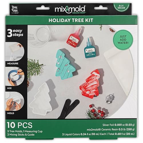 Brea Reese: Mix2Mold Ceramic Resin Holiday Tree Kit - DIY 4 Resin Christmas Trees, All-in-1 Mold Craft Kit, Holiday-Themed, Festive Adult Art Activity