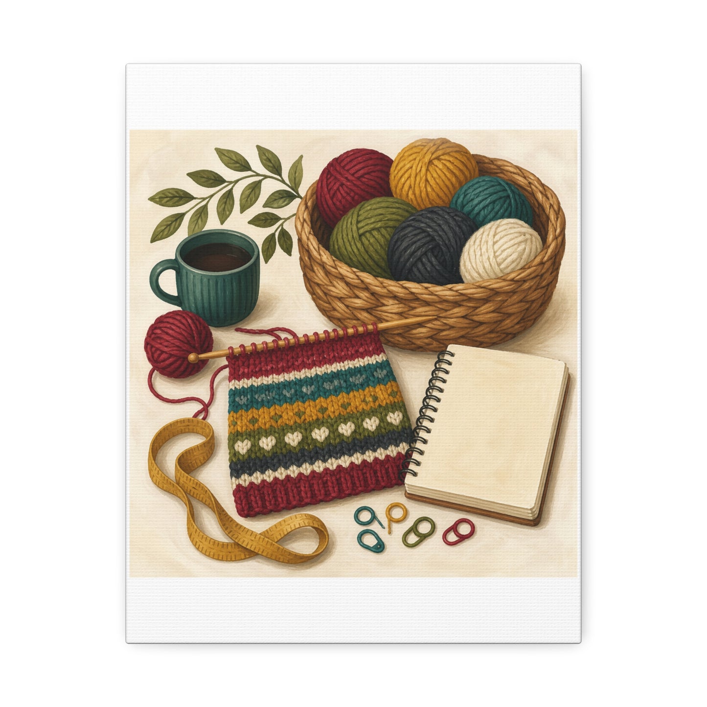 Cozy Knitting and Yarn Hobby Art Canvas Art