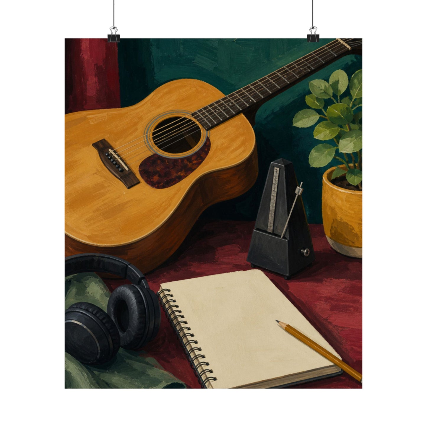 Cozy Acoustic Music Practice Art Poster
