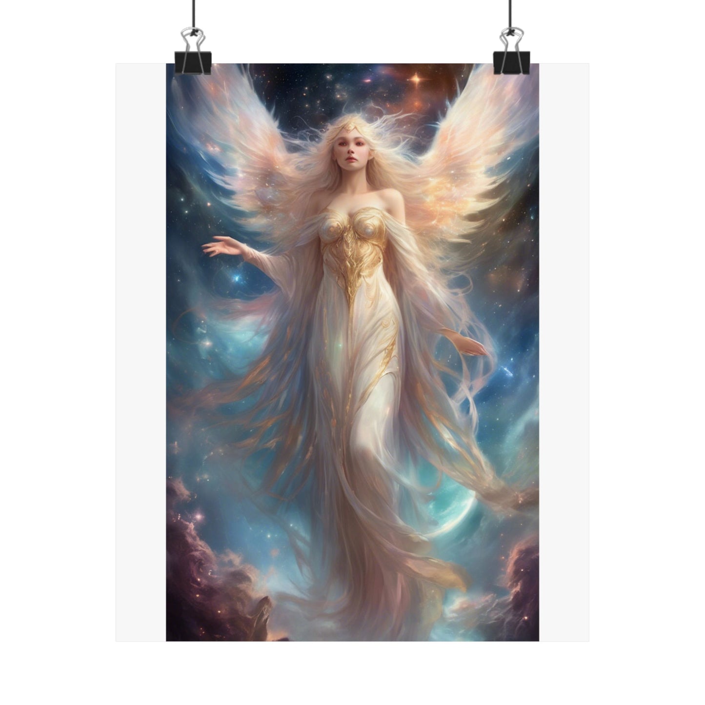 Celestial Winged Heroine Fantasy Portrait Poster