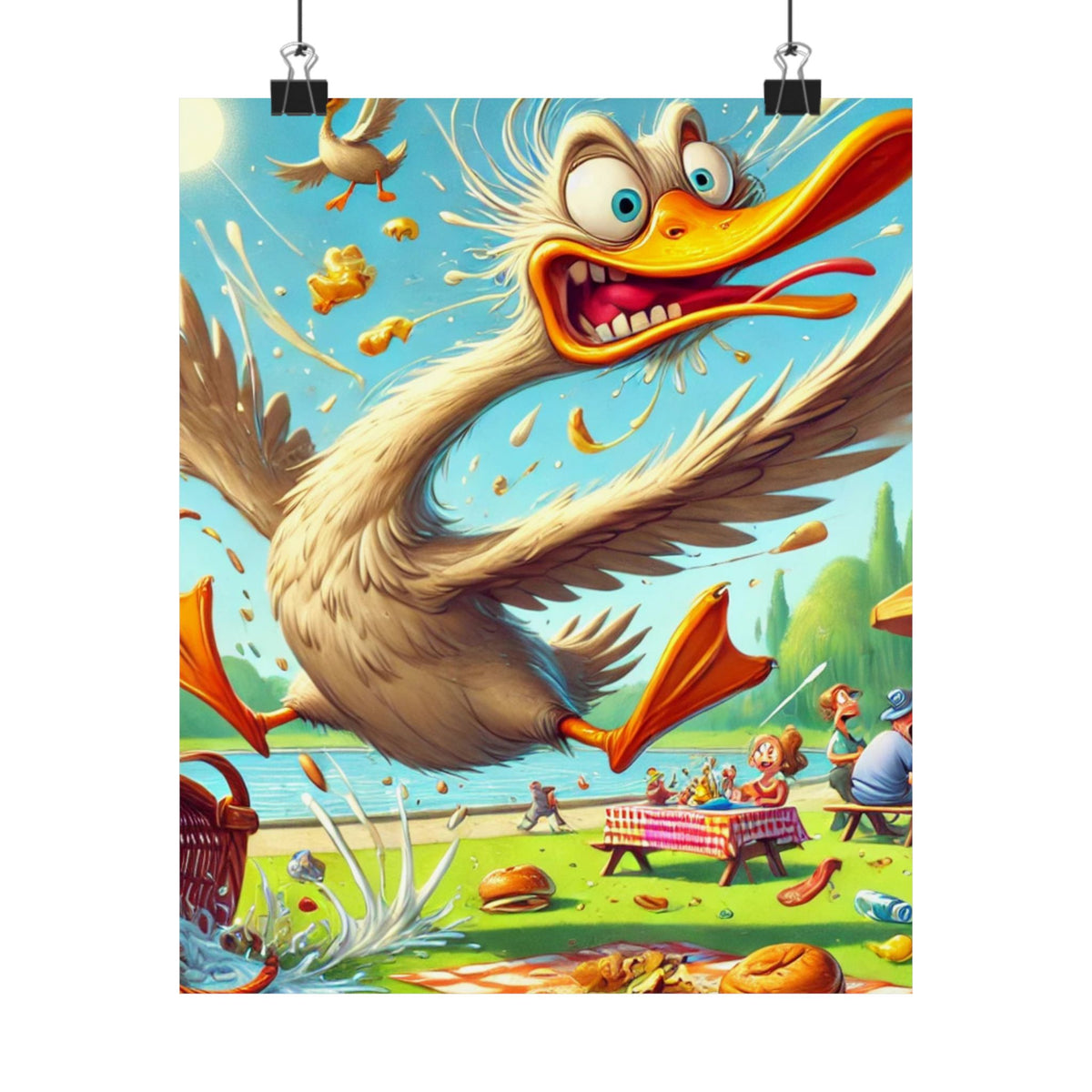 Chaotic Picnic Duck Funny Summer Wall Art Poster