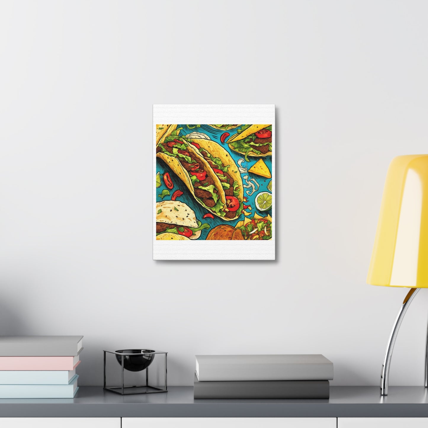 Taco Party Pattern Foodie Gift Art Canvas