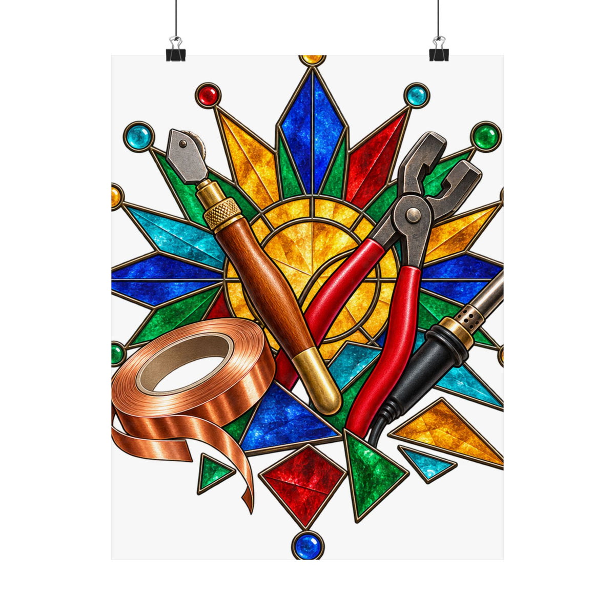 Stained Glass Workshop Tools Poster