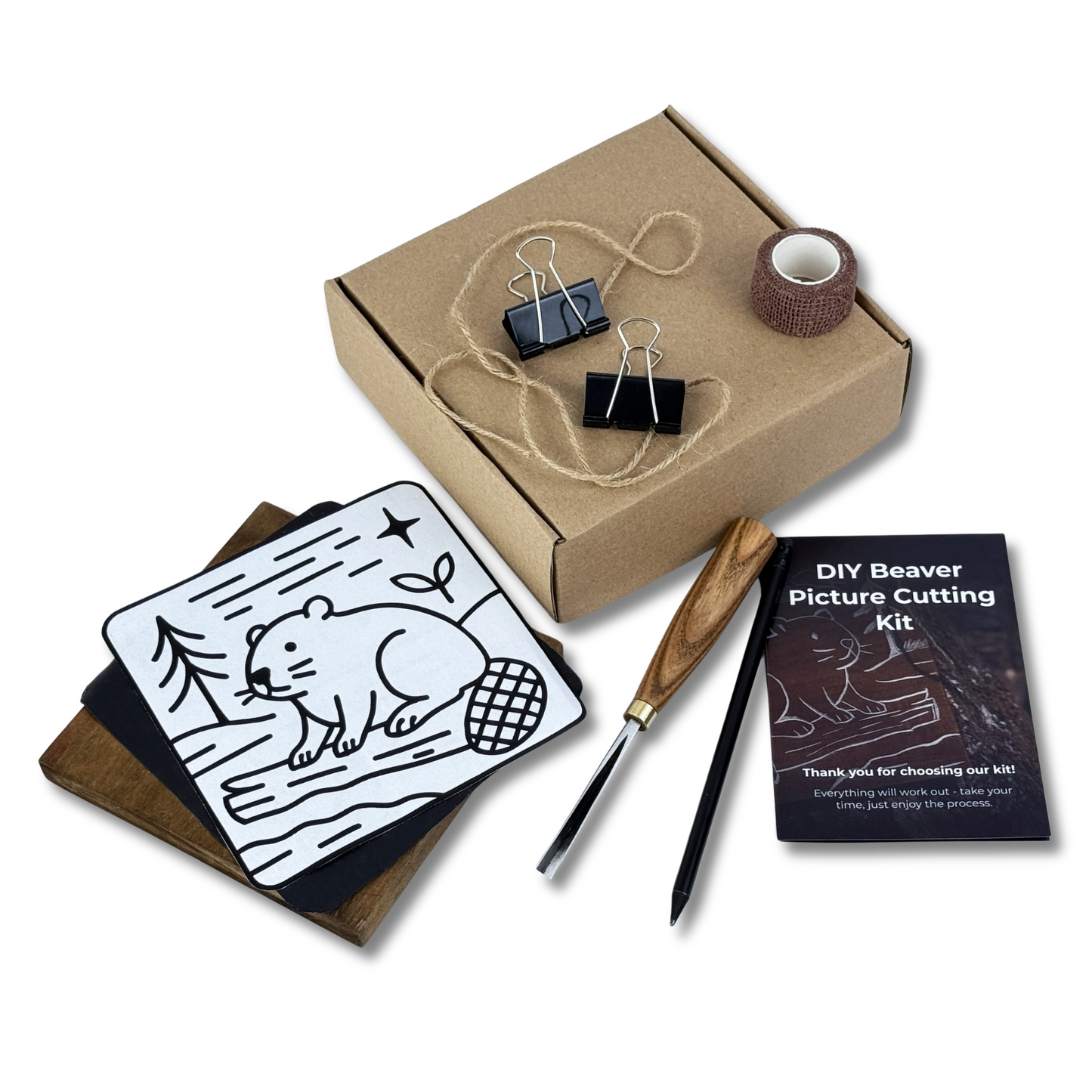 DIY Beaver Carving Kit – Wood Art Set with V-Chisel & Video Guide