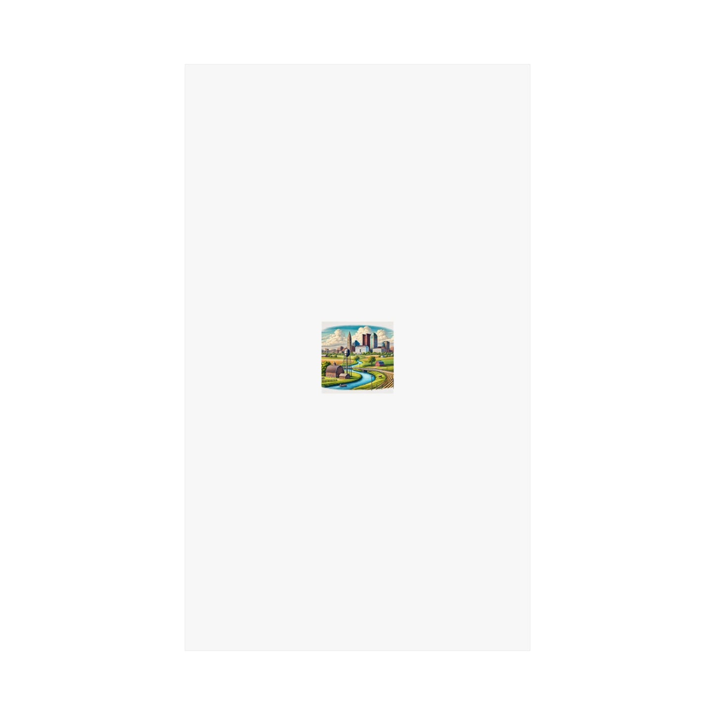 Rural River City Skyline Hometown Landscape Poster Art