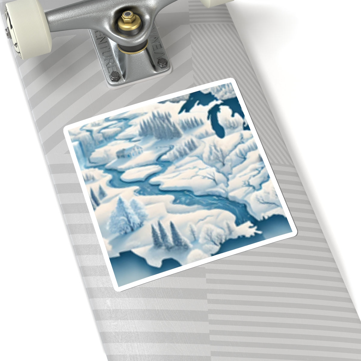 Winter USA Dreamscape Snowy Map Sticker for Laptop Water Bottle