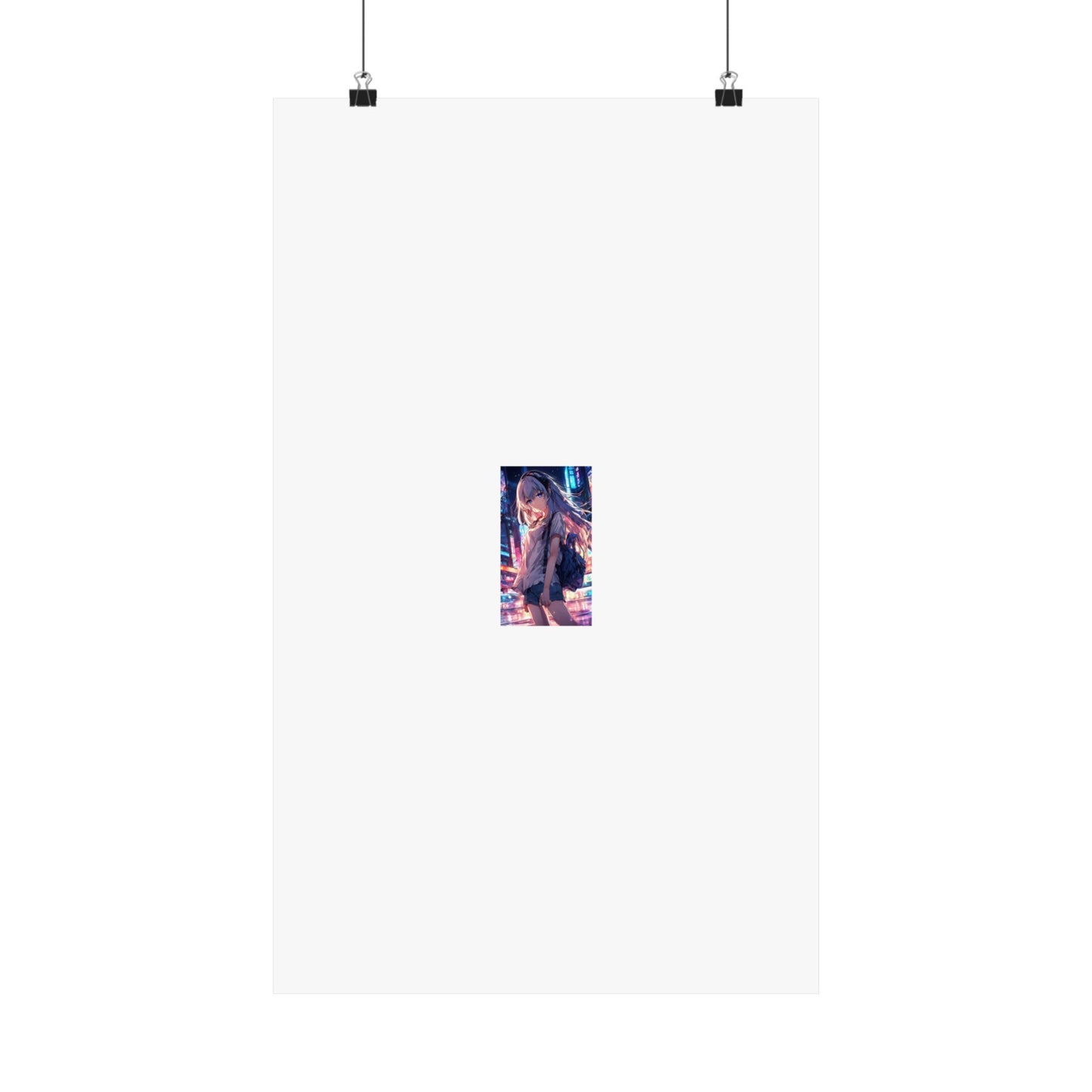 Anime City Night Heroine Portrait Neon Poster Art