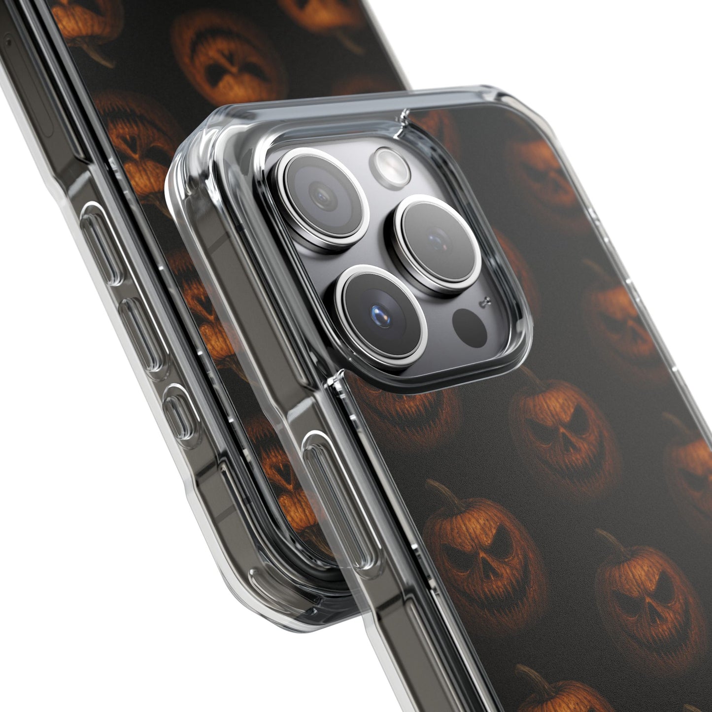 Magnet Cover, Halloween Pumpkin Spooky Phone Case, Horror Jack-O-Lantern Black Case, Magnetic Clear Impact Cover, Scary Cellphone Slim