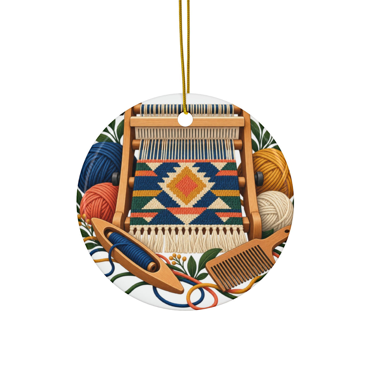 Geometric Hand Weaving Workshop Round Ornament