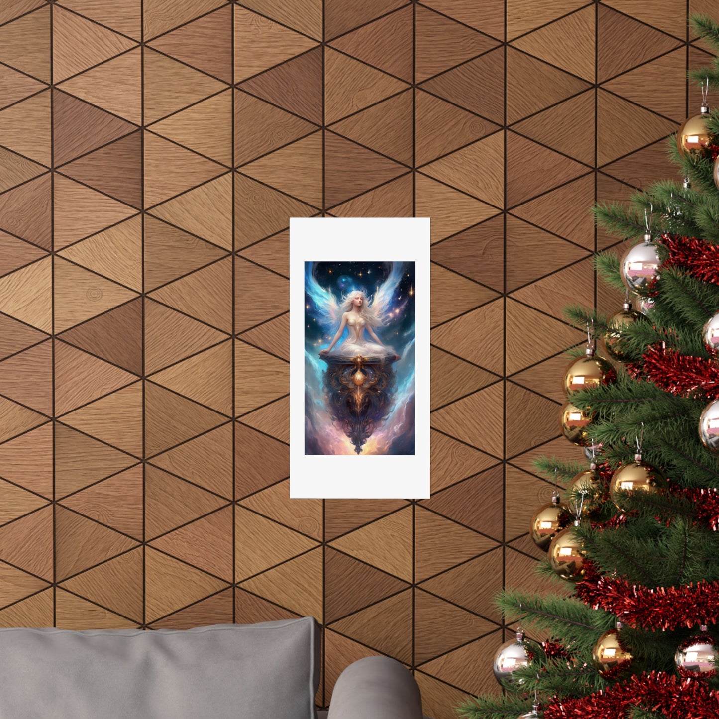 Celestial Winged Meditation Fantasy Portrait Poster