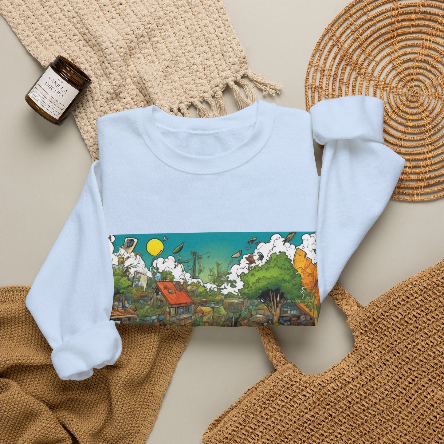 Whimsical Garden Stream Nature Gift Art Sweatshirt