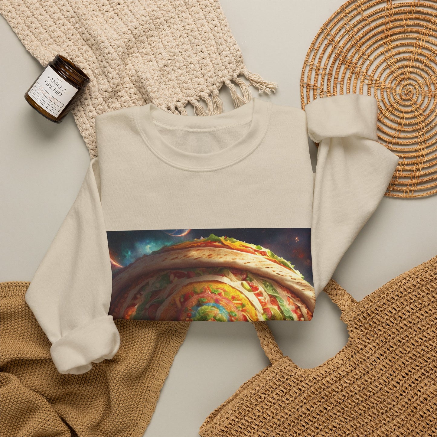 Cosmic Taco Portal Surreal Food Fantasy Art Sweatshirt