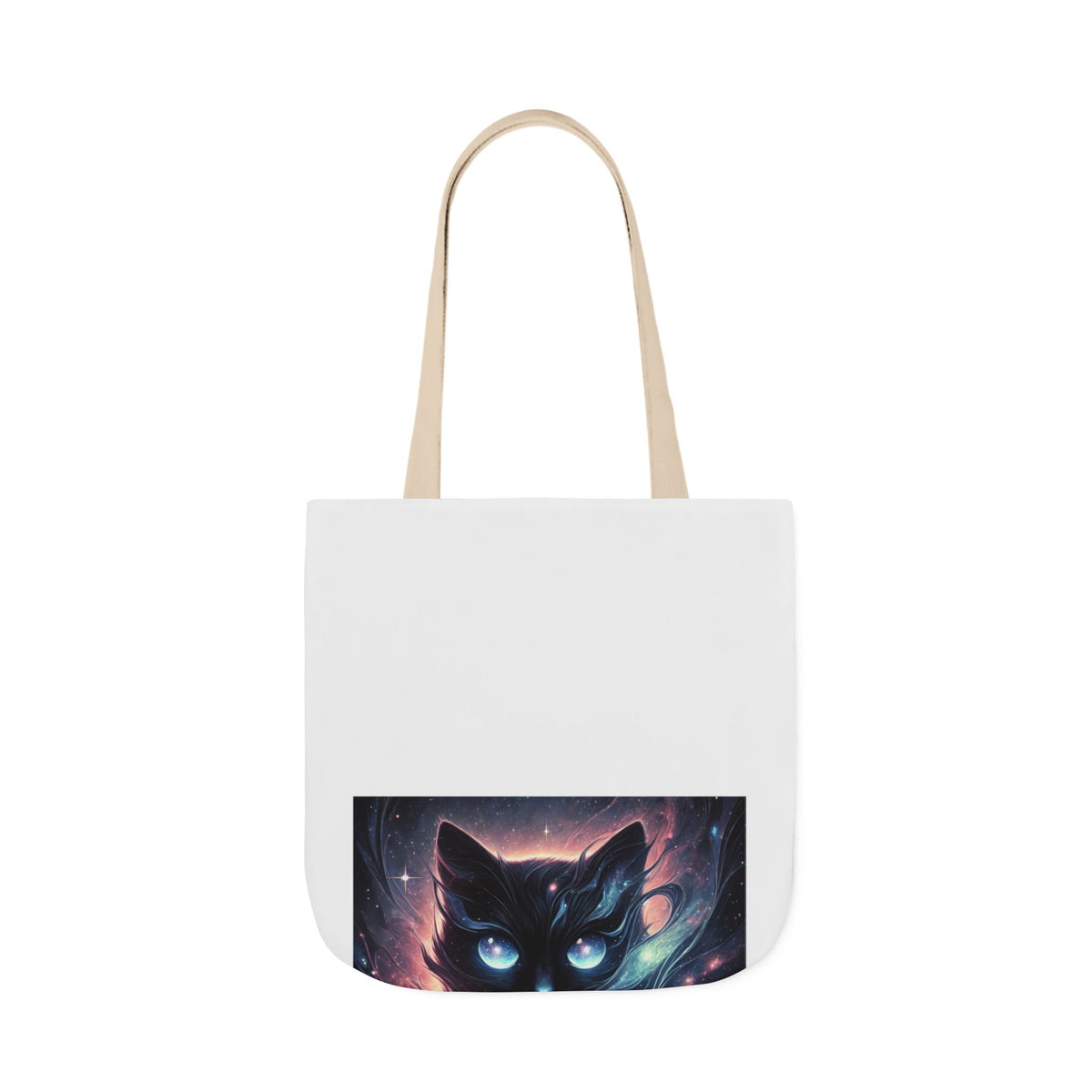 Cosmic Black Cat Galaxy Celestial Canvas Tote Bag