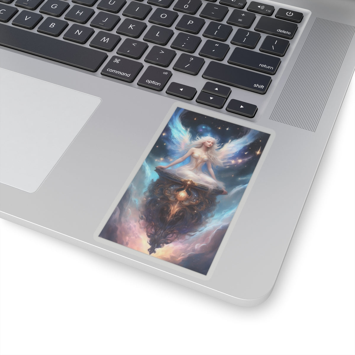 Celestial Winged Meditation Fantasy Portrait Sticker